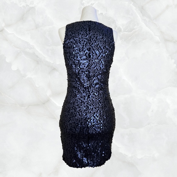Navy Blue Sequin Mini Dress - Picture 4 of 4